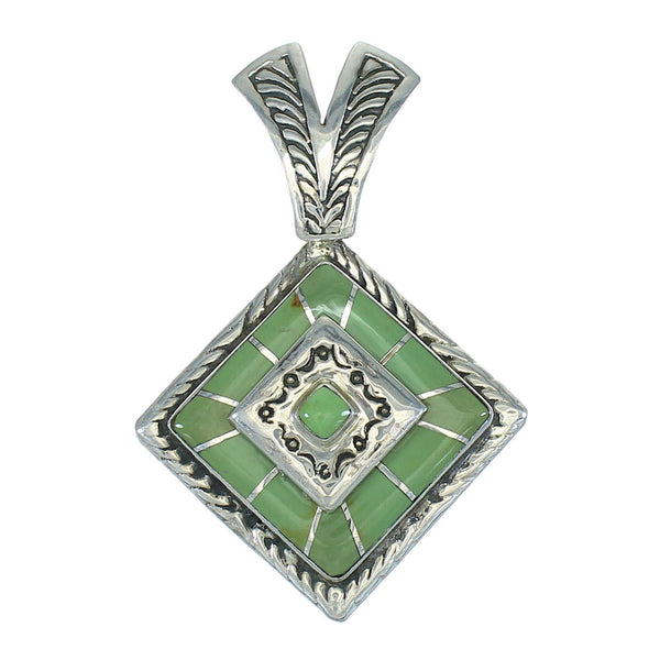 Turquoise Inlay Silver Southwest Jewelry Pendant MX65204